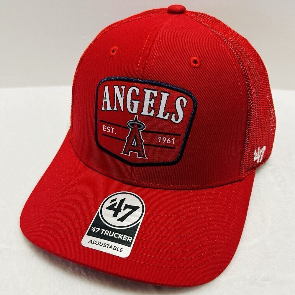 '47 Brand Los Angeles Angels Squad Trucker Adjustable‎ Hat Snapback Cap Red